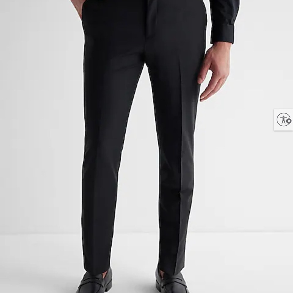 Express Extra Slim Navy Wool-Blend Washable Modern Tech Suit Pant